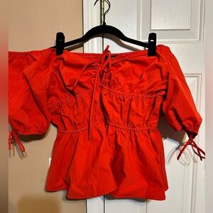 Boohoo Red Peplum Top